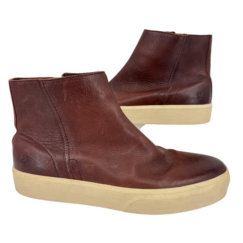 Frye Beacon Boots Mens‎ Size 11.5 Brown Leather Inside Zip Casual Dress